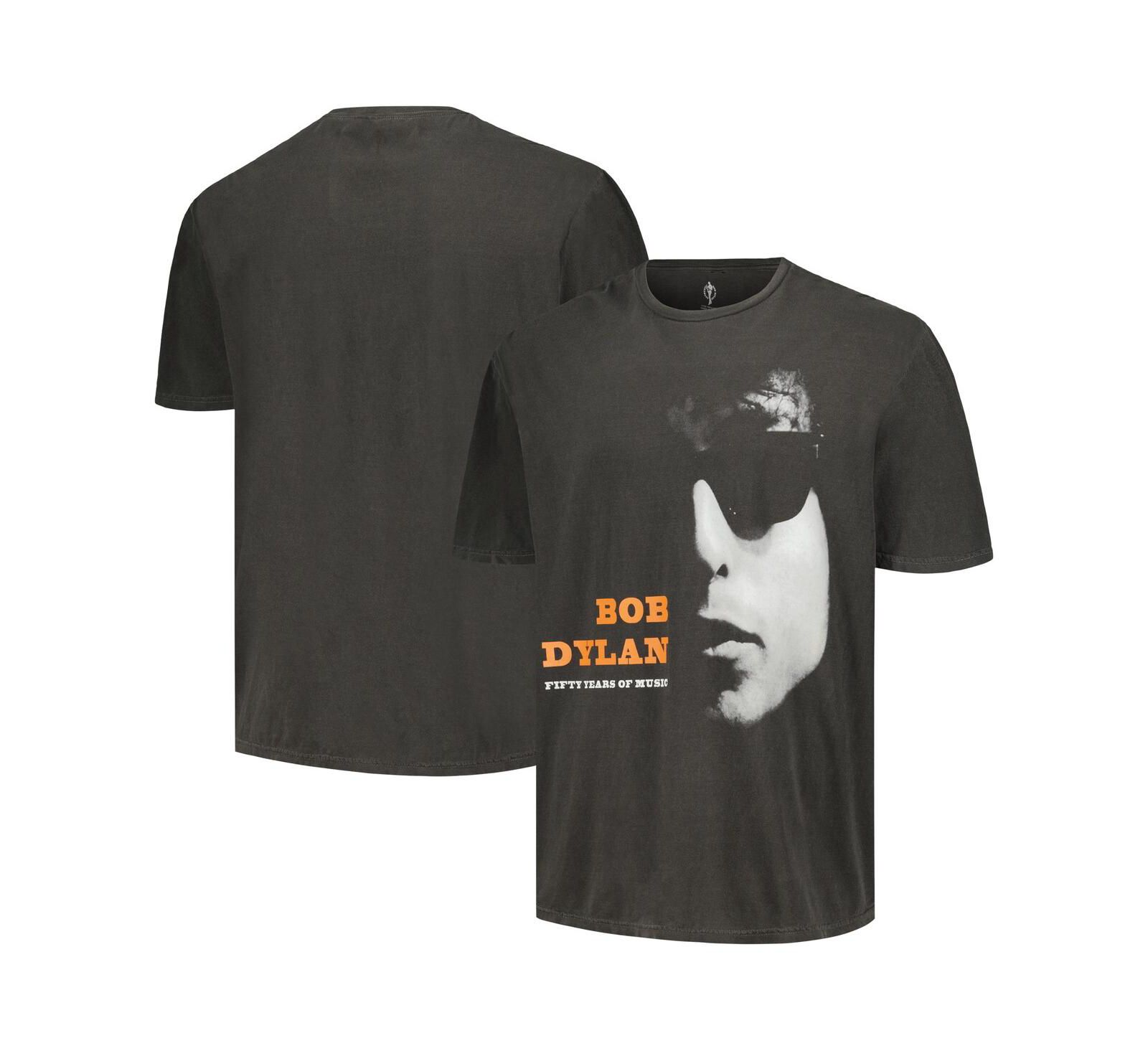 Men's Black Distressed Bob Dylan 50 Years Washed Graphic T-shirt