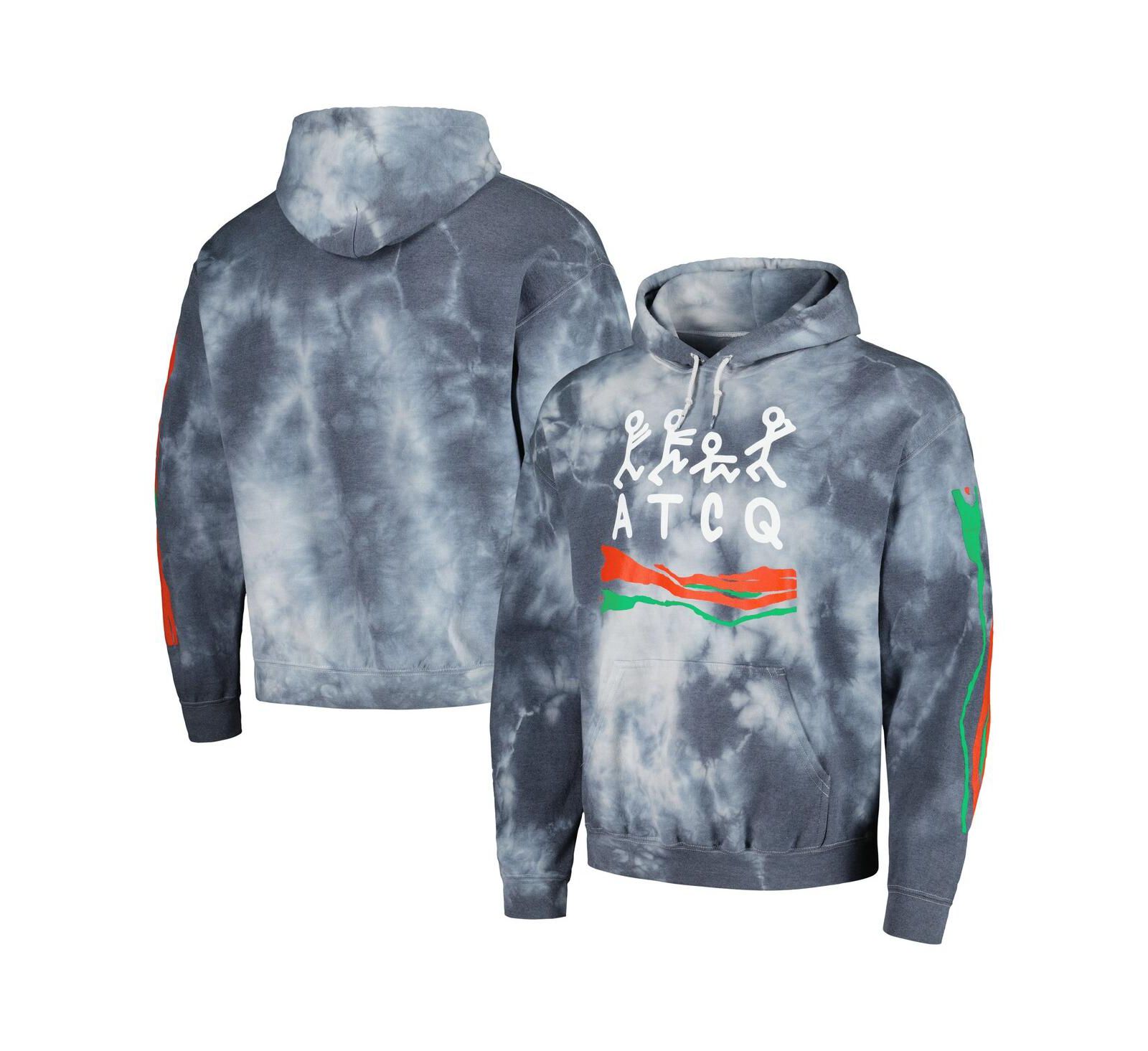 Men's Navy Distressed A Tribe Called Quest Washed Stick Figure Pullover Hoodie