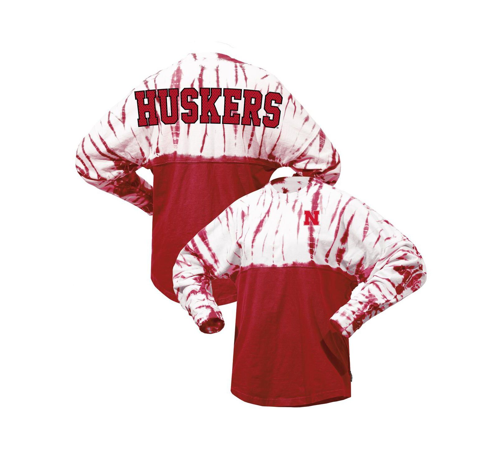 Женская футболка Spirit Jersey Nebraska Huskers Tie-Dye с длинным рукавом, алая