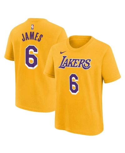 Детская футболка Nike LeBron James Gold Los Angeles Lakers Icon Name and Number