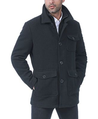 BGSD Men's Men Calvin Wool Blend Car Coat with Removable Bib