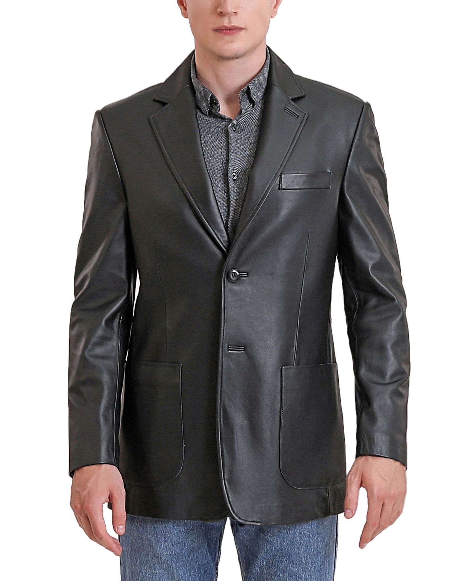 BGSD Men's Men Kai Two-Button Leather Blazer