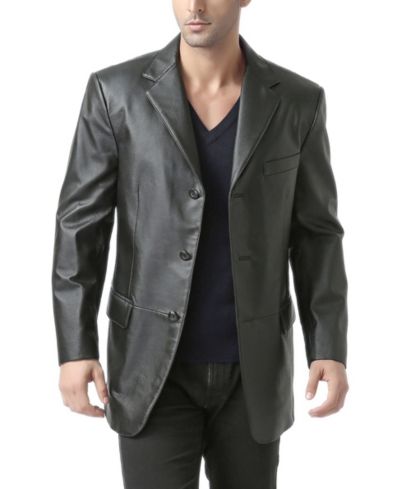 Мужской кожаный блейзер BGSD Liam Three-Button