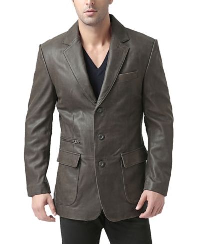 Мужской кожаный блейзер BGSD Mark Three-Button Distressed