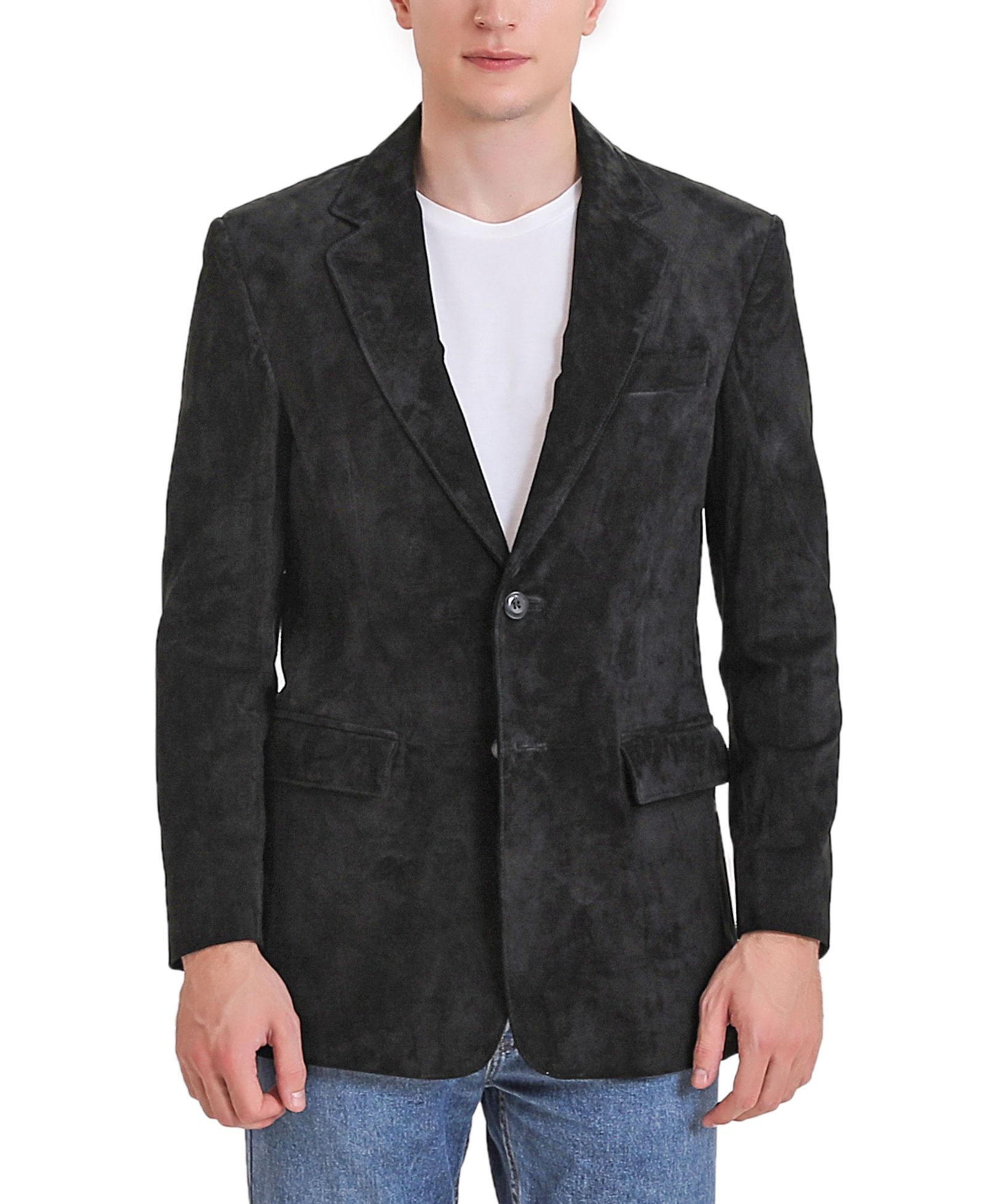 BGSD Men's Men Cliff Classic Two-Button Suede Leather Blazer