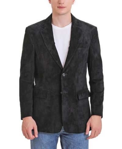 BGSD Men's Men Cliff Classic Two-Button Suede Leather Blazer