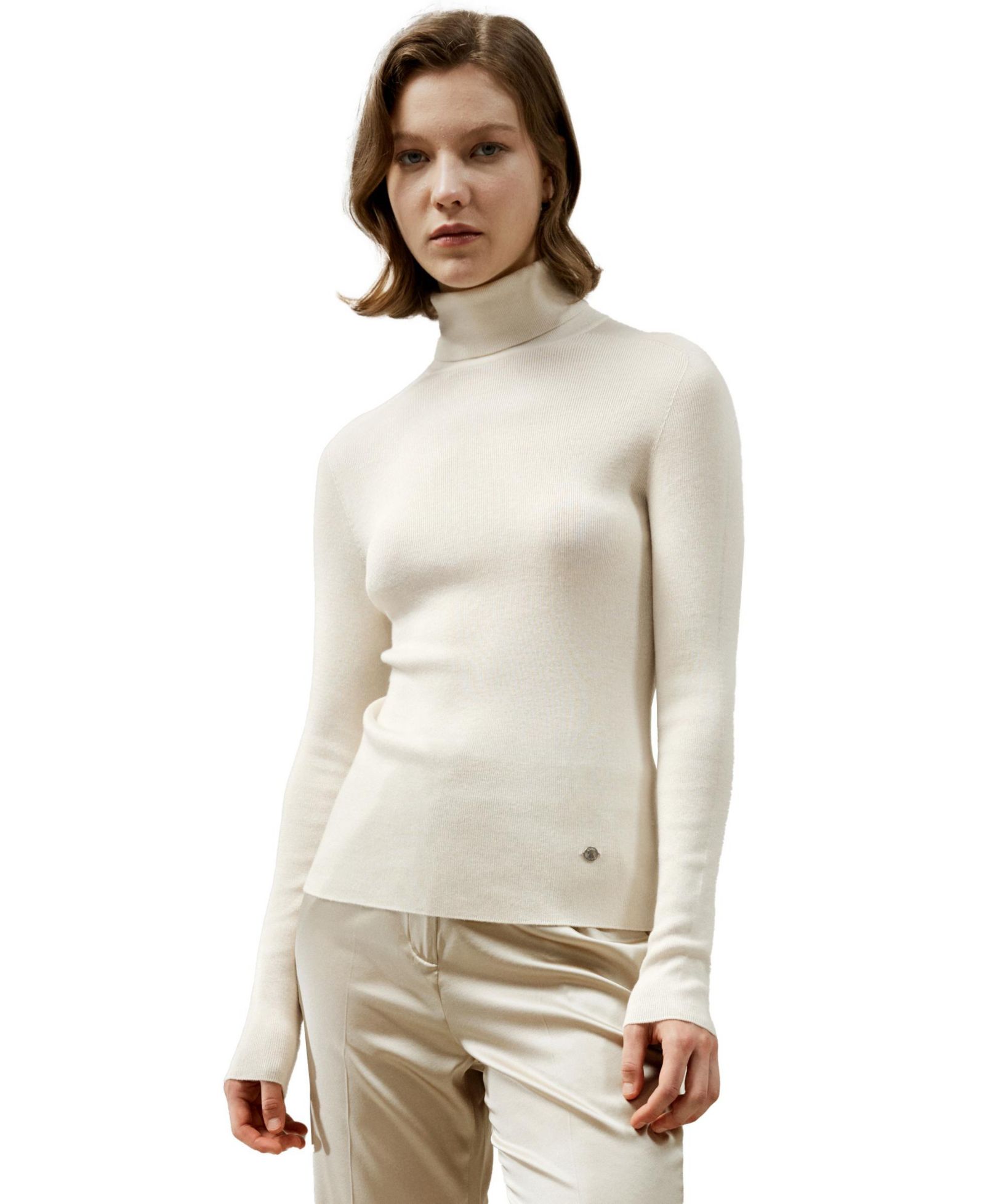 LILYSILK Женский джемпер Seamless Silk-Cashmere Blend Turtleneck Sweater