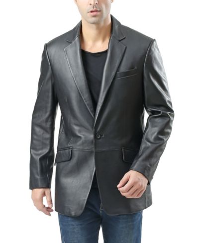 BGSD Men's John One-Button Leather Blazer