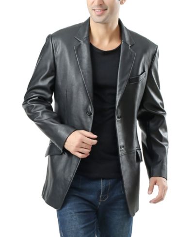 BGSD Men's Benji Two-Button Leather Blazer