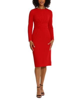 Maggy London Women's Scuba-Crepe Gathered Midi Dress