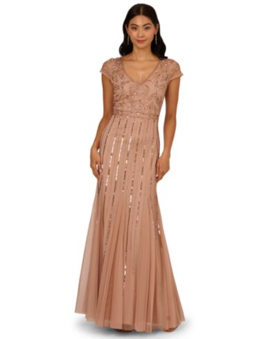 Женское вечернее платье Adrianna Papell Embellished V-Neck Godet
