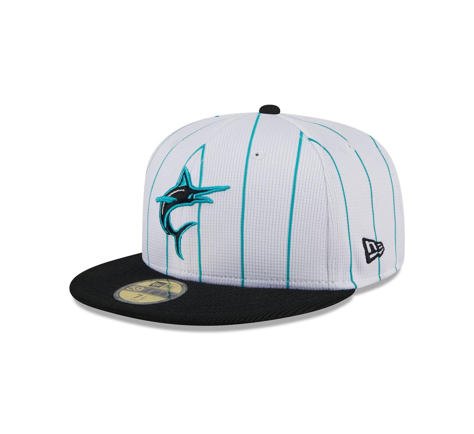 New Era Men's White Miami Marlins 2024 Batting Practice 59FIFTY Fitted Hat