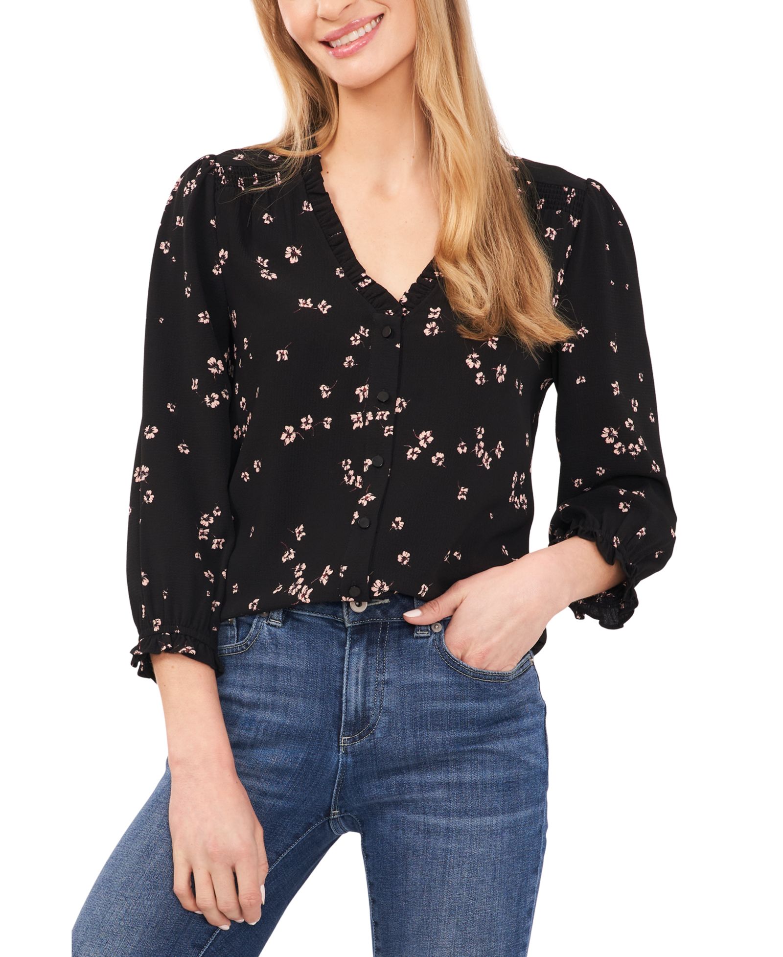 Женская блузка CeCe Floral-Print Button-Front