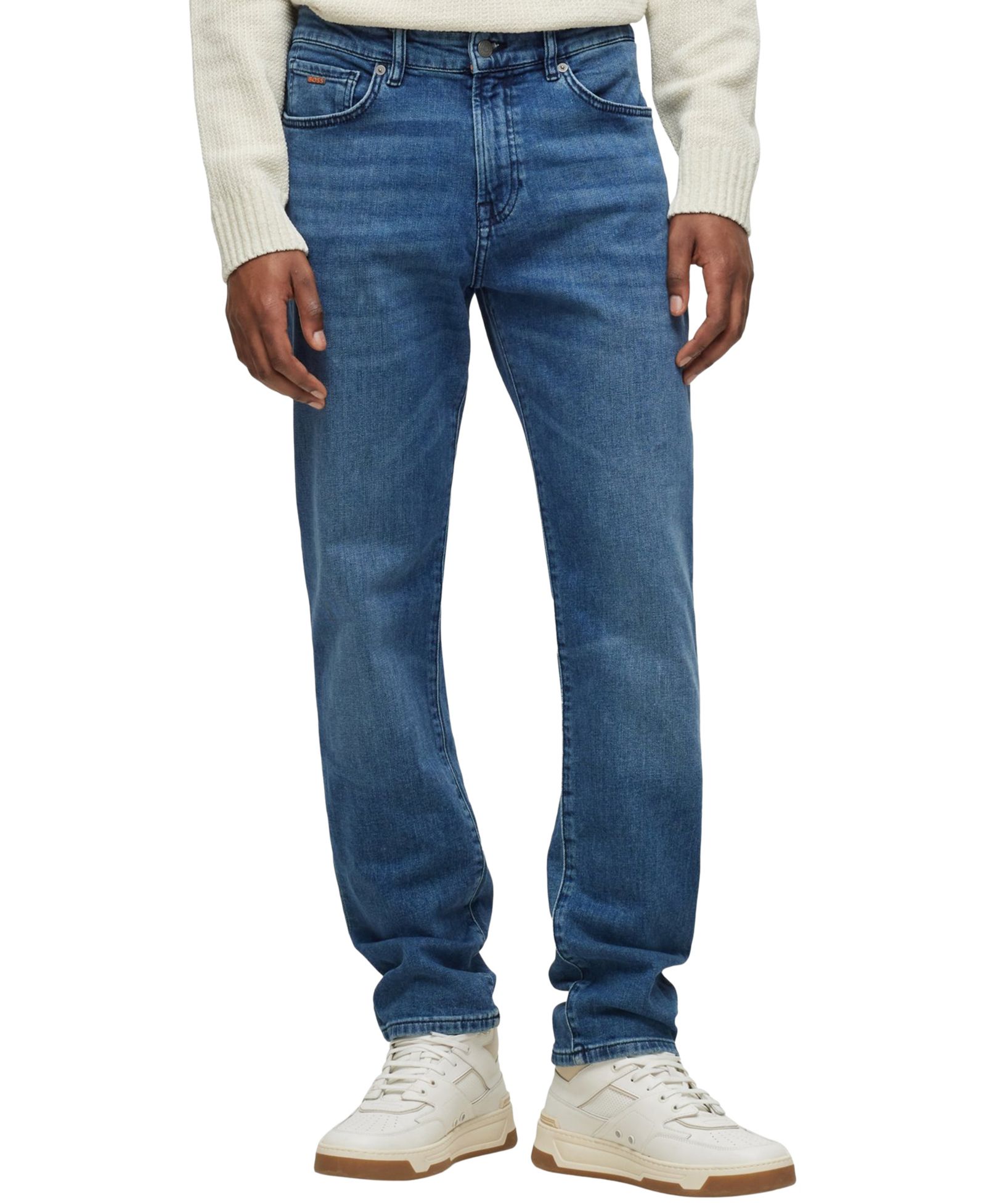BOSS by Hugo Boss Men's Mid-Blue Comfort-Stretch Regular-Fit Jeans