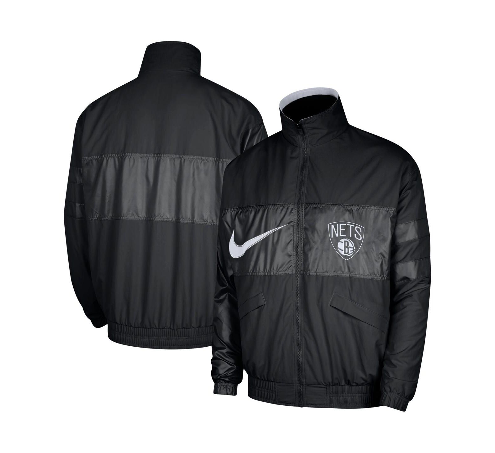 Nike Men's Black Brooklyn Nets Courtside Versus Capsule Full-Zip Jacket