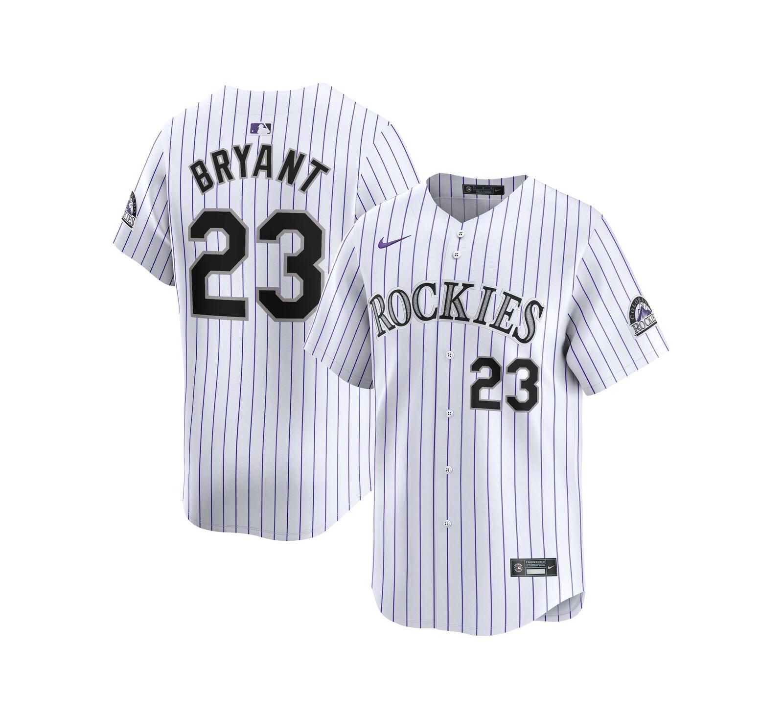 Мужская джерси Nike Kris Bryant White Colorado Rockies Home Limited Player