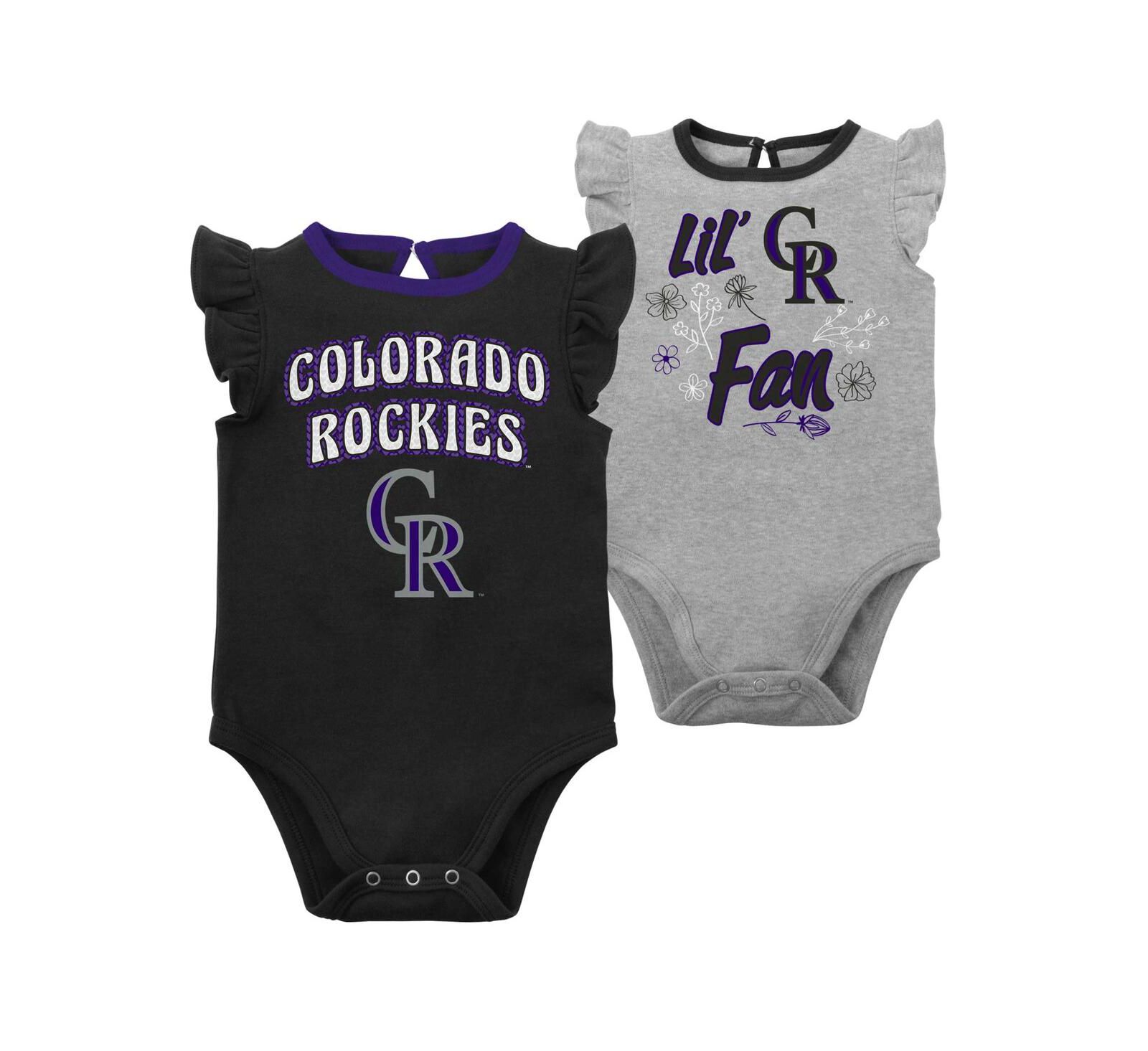 Детский набор из 2-х боди для девочек Colorado Rockies Black, Heather Gray Little Fan