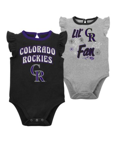 Детский набор из 2-х боди для девочек Colorado Rockies Black, Heather Gray Little Fan