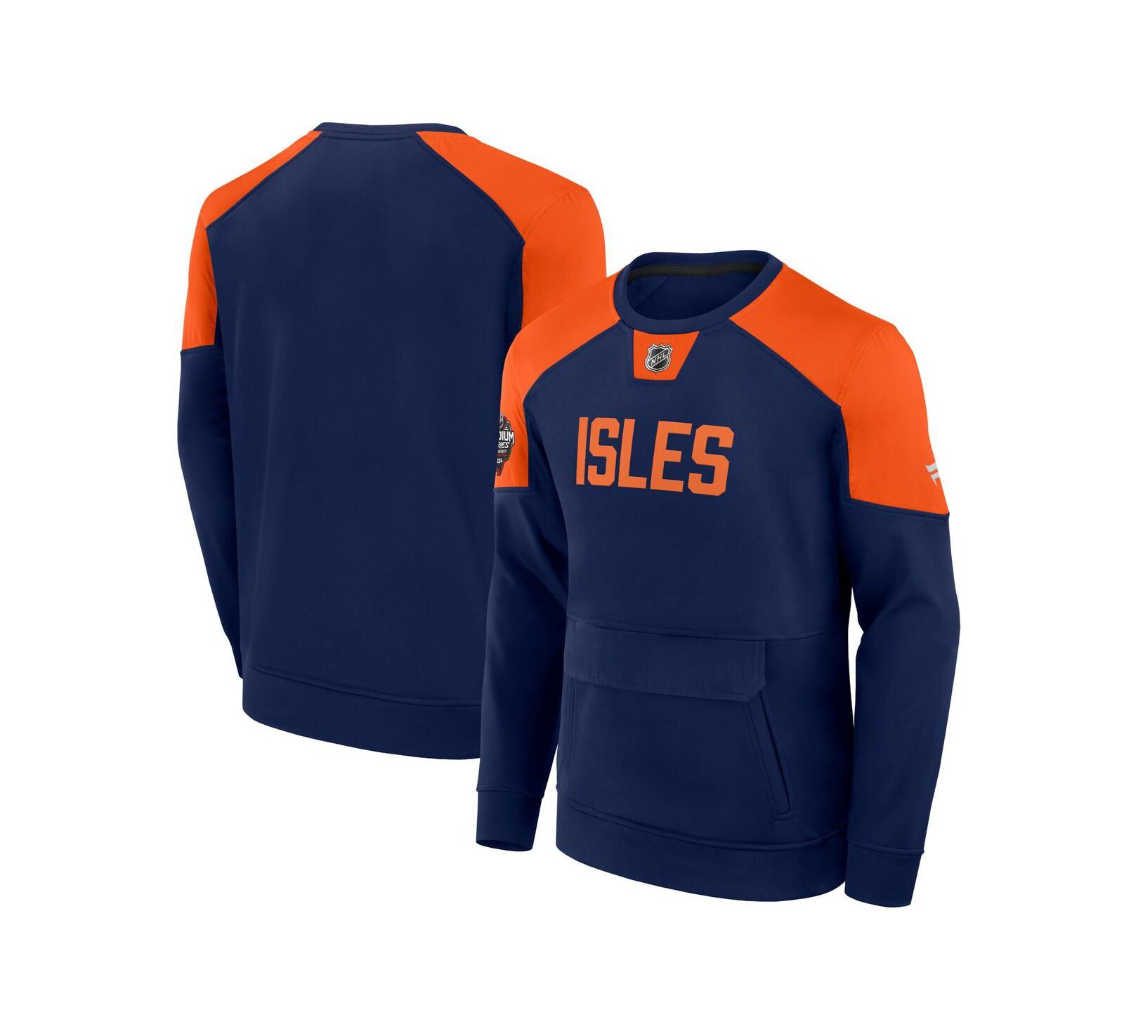 Мужское свитшот Fanatics Navy New York Islanders 2024 NHL Stadium Series Authentic Pro Fleece Logo Pullover