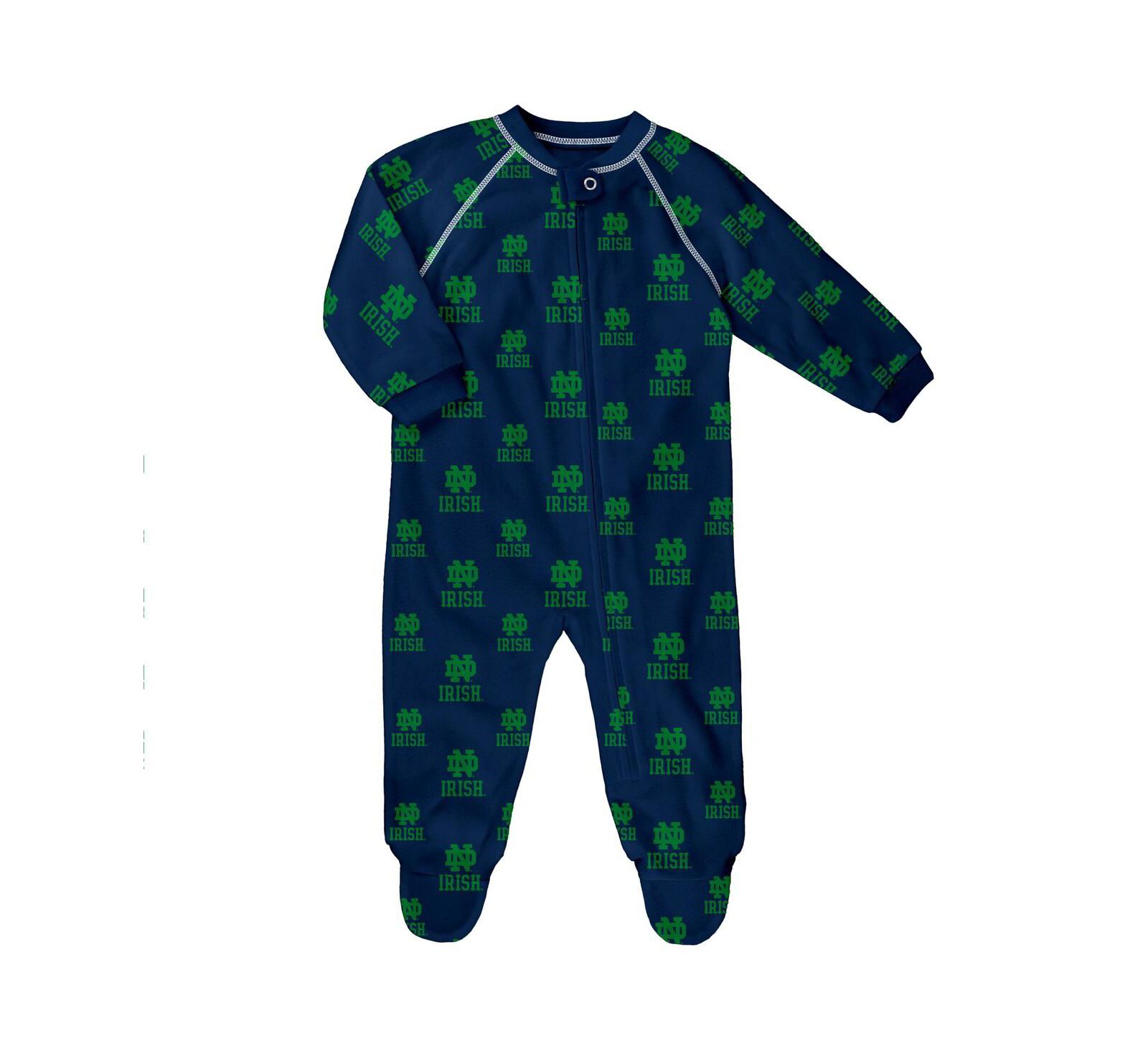 Outerstuff Baby Boys and Girls Navy Notre Dame Fighting Irish All-Over Print Raglan Full-Zip Coverall