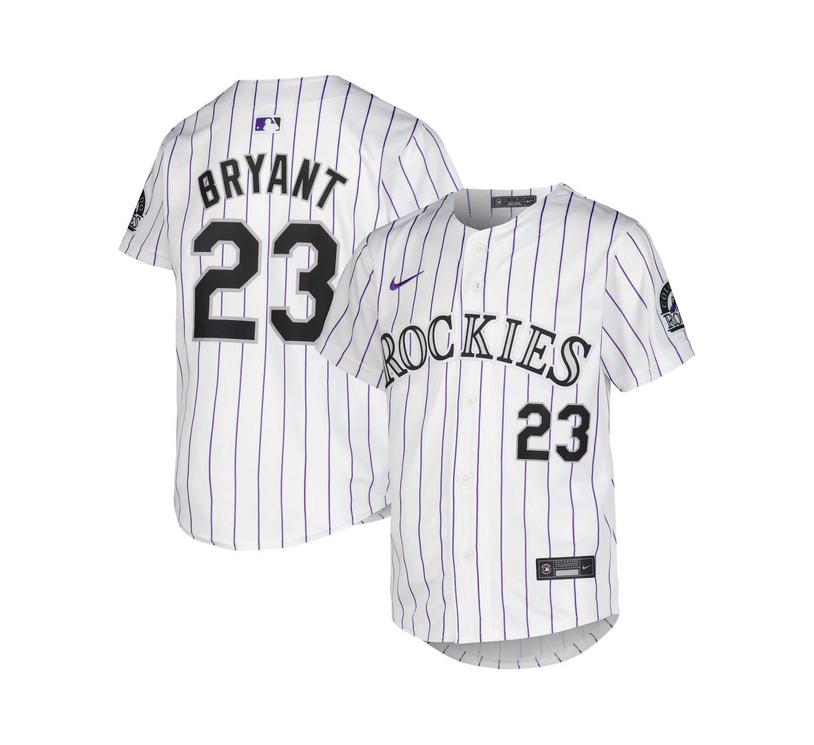 Детская игровая джерси Nike Kris Bryant White Colorado Rockies Home Limited Player