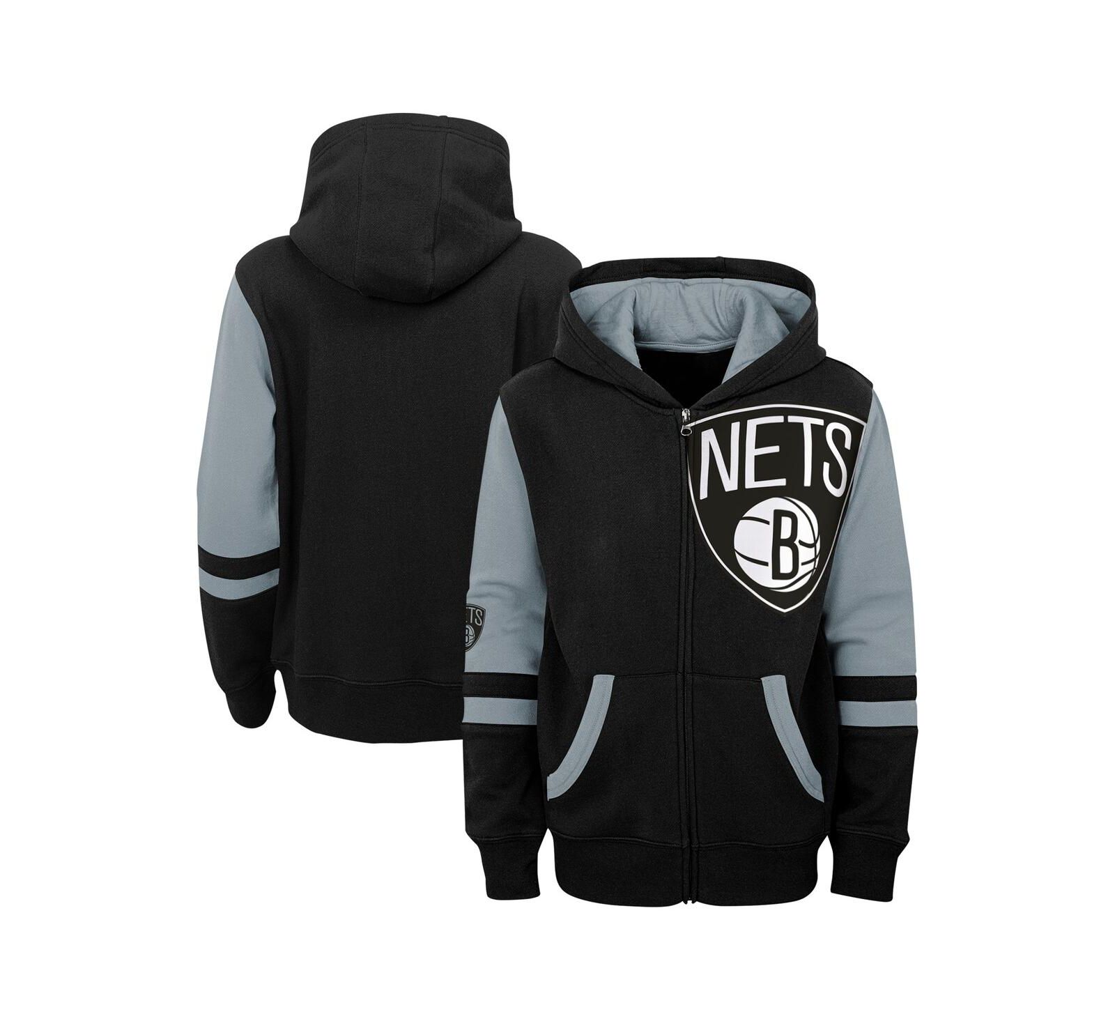 Детский свитшот Outerstuff Black Brooklyn Nets Full-Zip Hoodie