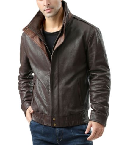 BGSD Мужской Brandon Leather Bomber Jacket