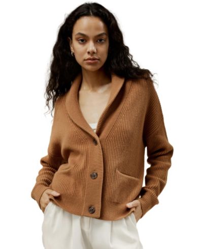 LILYSILK Women's Wool Knit Shawl Collar Cardigan