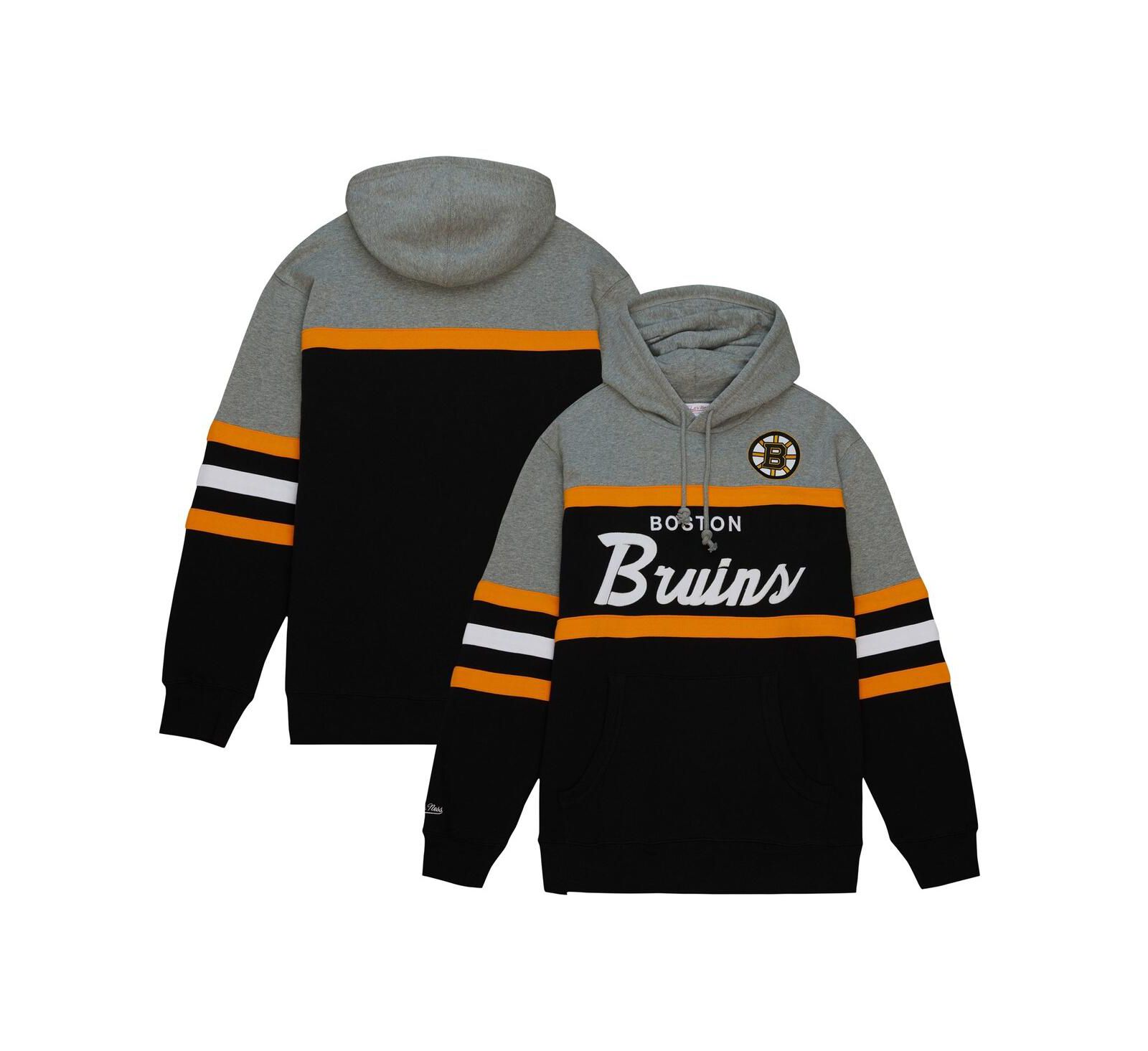 Мужское худи Mitchell & Ness Black, Gray Boston Bruins Head Coach Pullover Hoodie