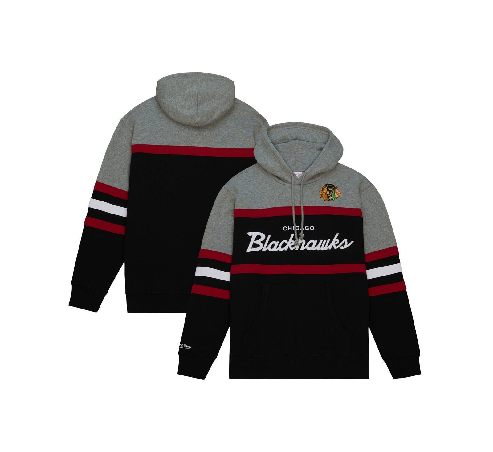 Mitchell & Ness Мужское худи Chicago Blackhawks Head Coach, черное и серое