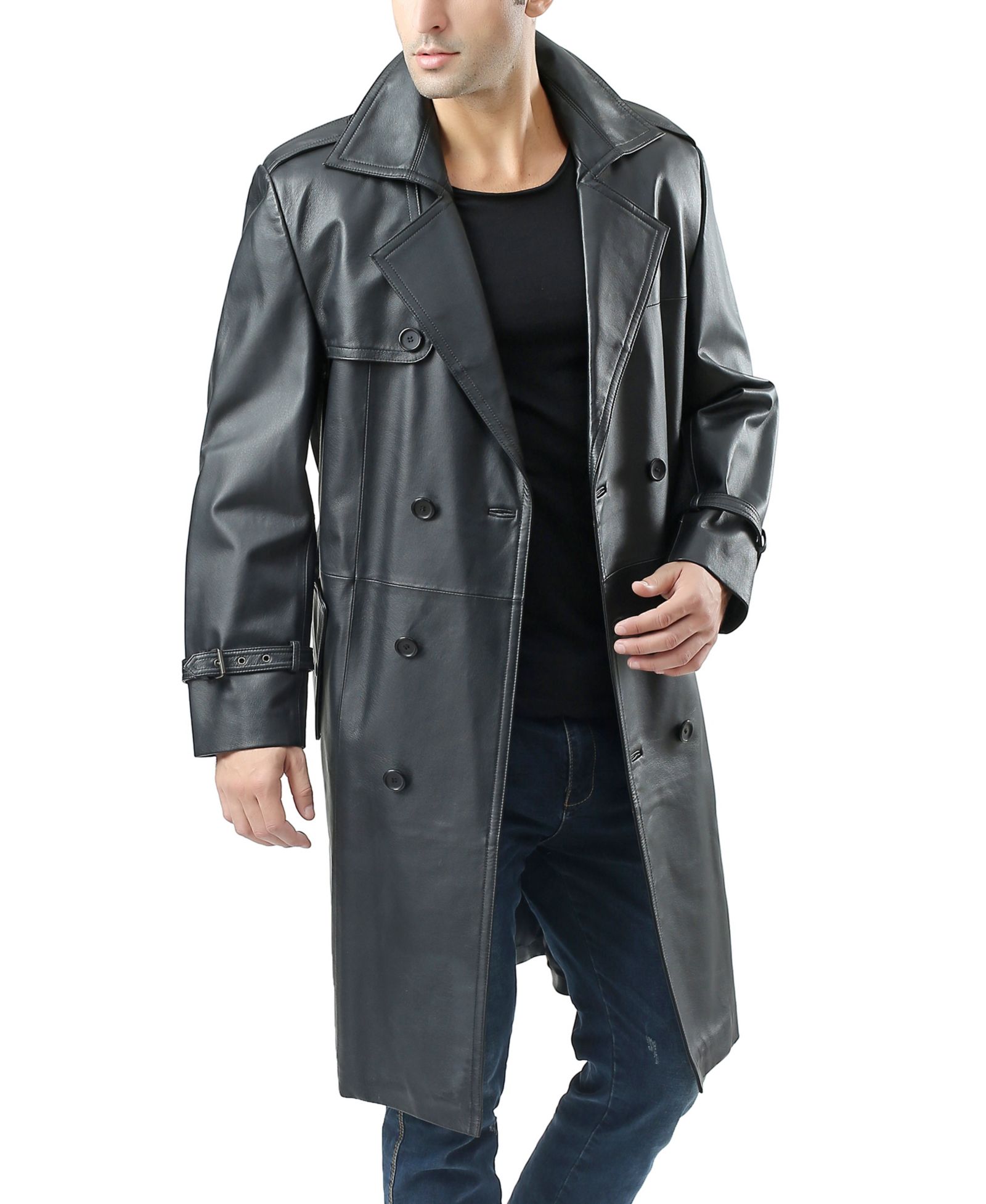 BGSD Men's Men Xander Classic Leather Long Trench Coat