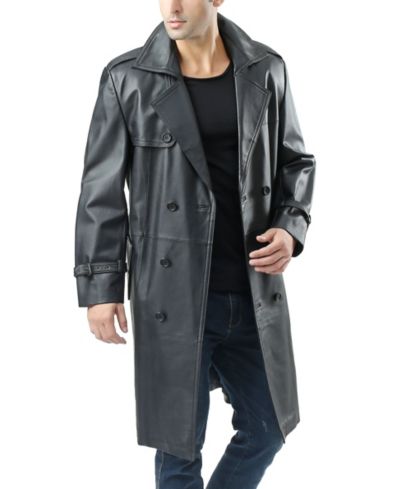 BGSD Men's Men Xander Classic Leather Long Trench Coat