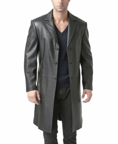 BGSD Men's Classic Leather Long Walking Coat