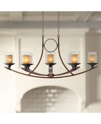 Люстра Franklin Iron Works Tafford Warm Mahogany Wood Island Linear Pendant