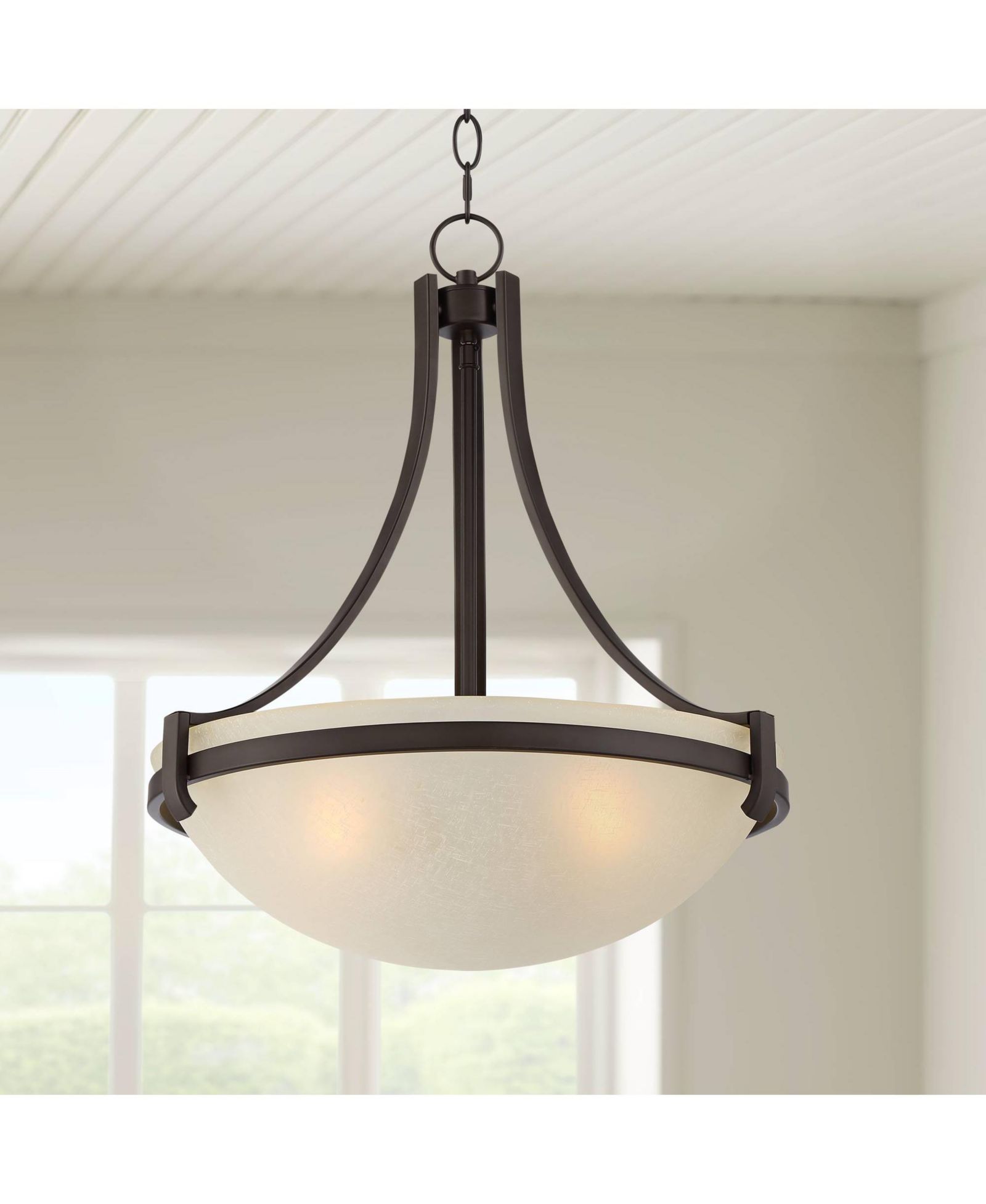 Regency Hill Mallot Pendant Chandelier with 4-Light Industrial Champagne Glass Bowl Shade Fixture