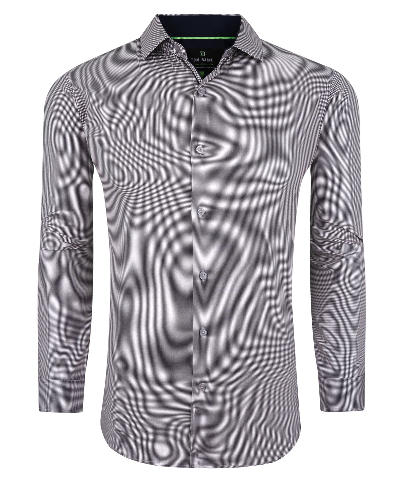 Tom Baine Men's Performance Stretch Mini Plaid Button Down Dress Shirt