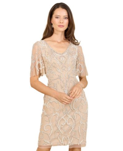 Женское короткое платье Lara Beaded с рукавами-кейпом
