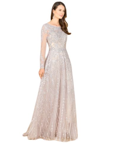 Lara Women's Long Sleeve High Neck Gown