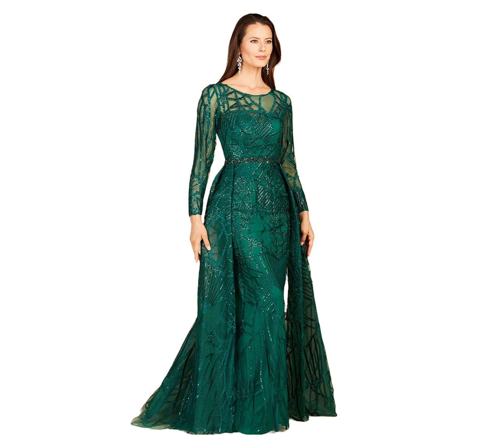 Lara Women's Gorgeous Overskirt Dress with Long Sleeves