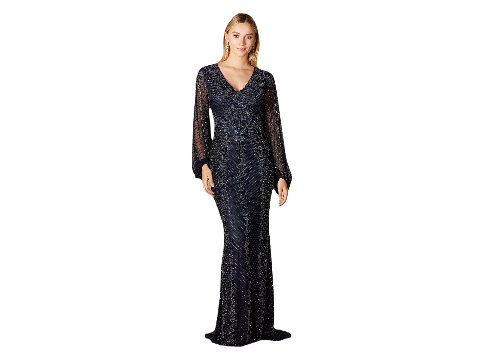 Женское вечернее платье Lara Long Sleeve Beaded Gown