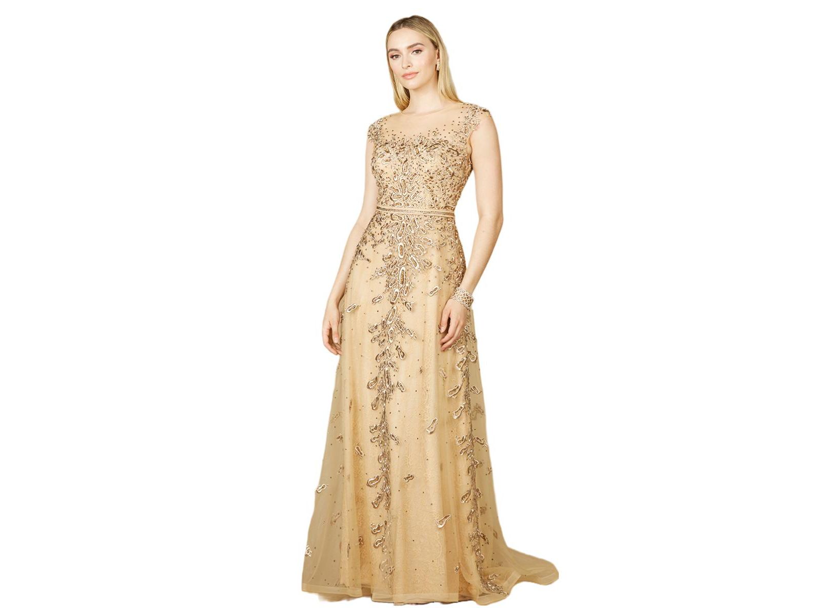 Women's Inspired Lace Gown with Cap Sleeves
