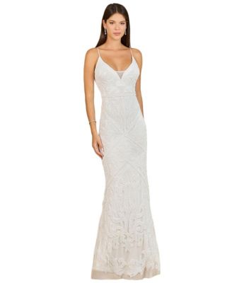 Lara Women's Beaded Spaghetti Strap Fitted Gown