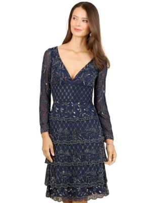 Lara Women's Knee Length, Long Sleeve Cocktail Dress