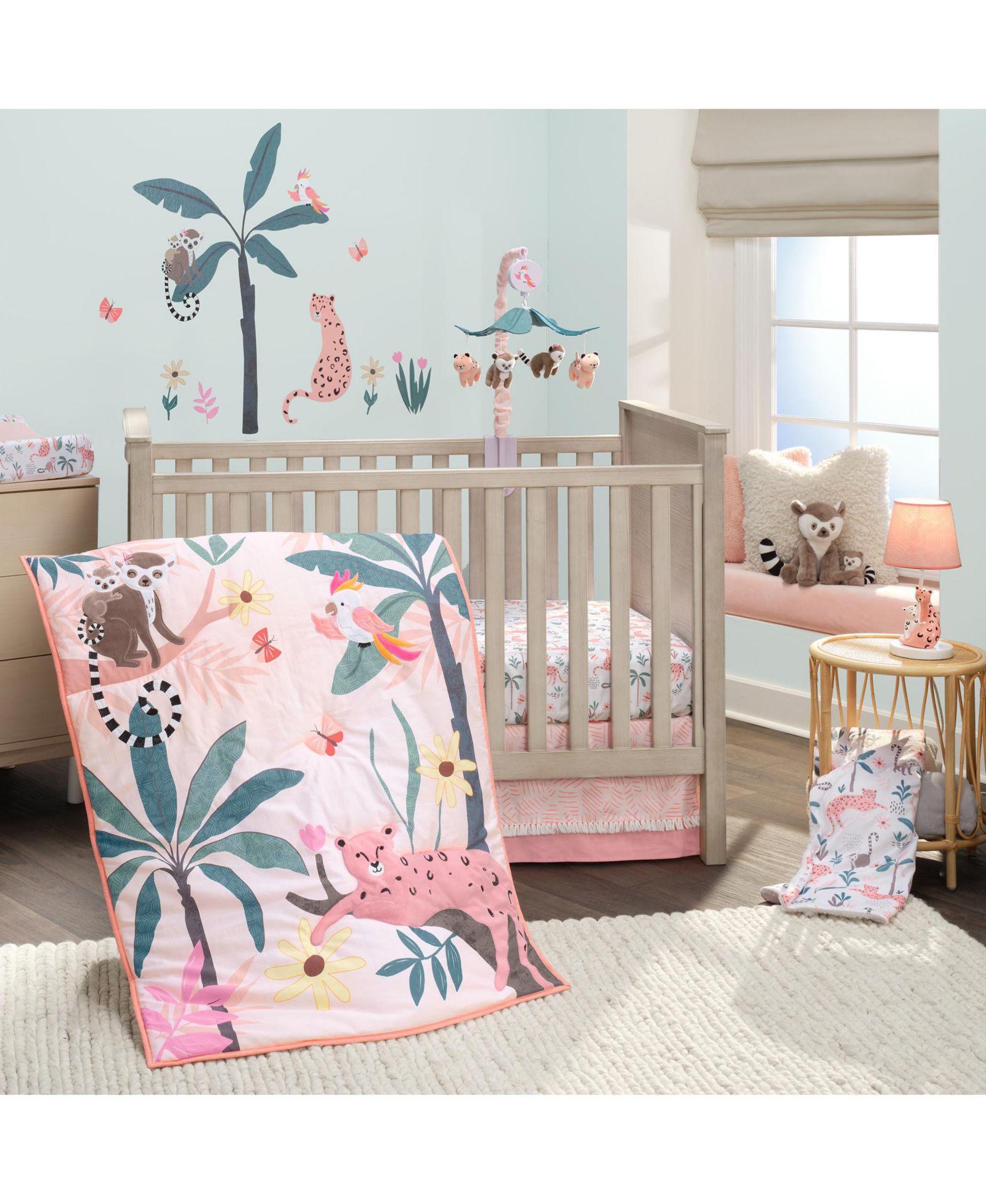 Набор постельного белья для детской кроватки Lambs & Ivy Enchanted Safari Leopard/Lemur Jungle, 3 шт.