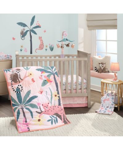 Набор постельного белья для детской кроватки Lambs & Ivy Enchanted Safari Leopard/Lemur Jungle, 3 шт.
