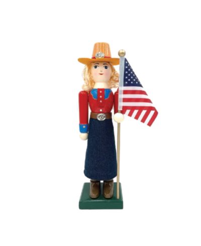 Santa's Workshop 14" Cowgirl and Flag Nutcracker Figurine