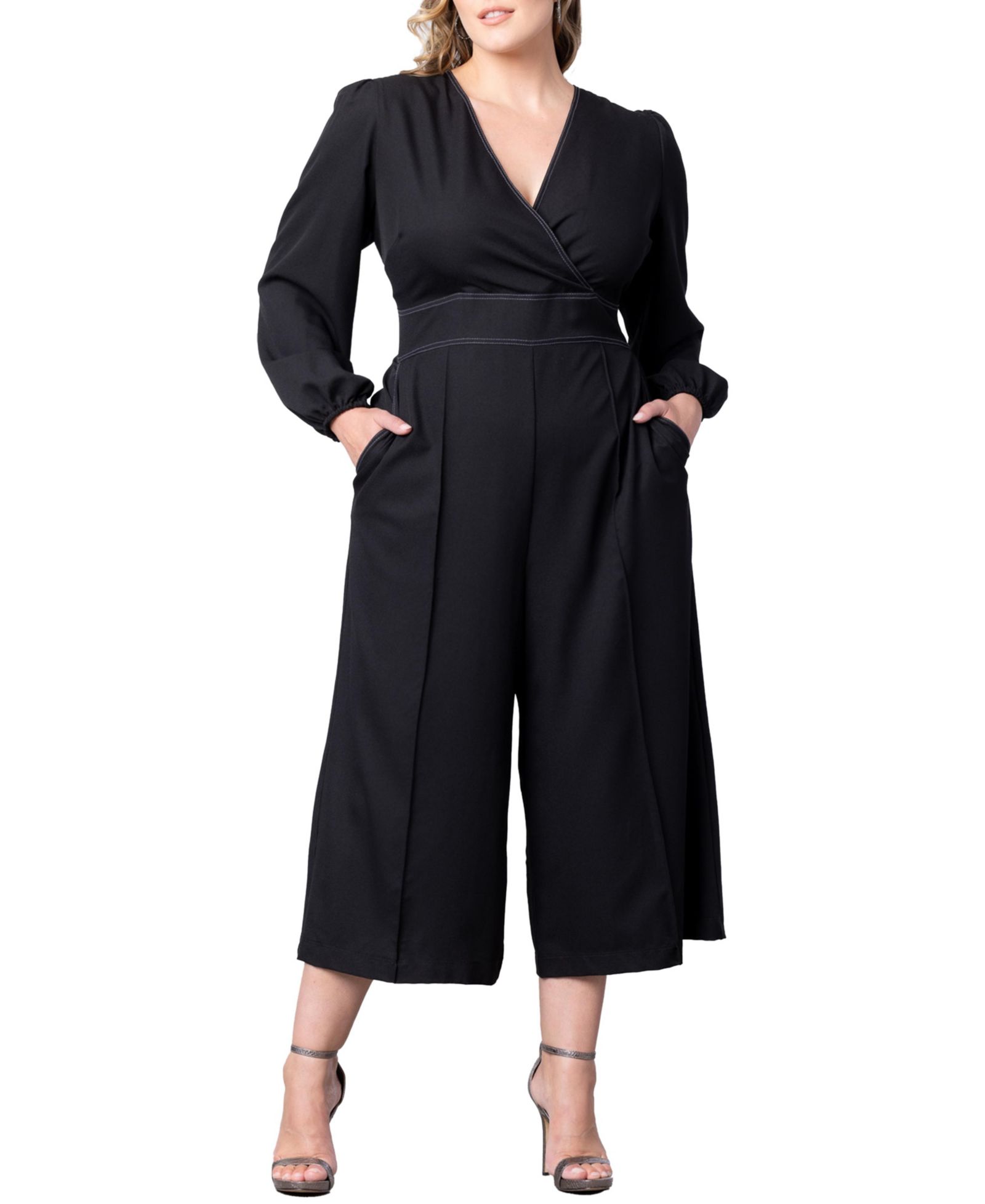 Kiyonna Plus Size комбинезон Tessa с широкими брюками