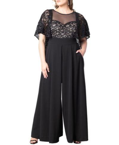 Вечерний комбинезон Kiyonna Plus Size с пайетками и кружевом