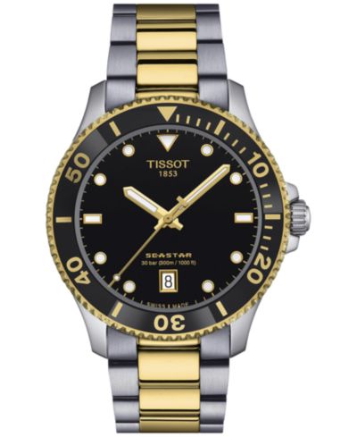 Мужские часы Tissot Swiss Seastar 1000 Two-Tone Stainless Steel 40mm