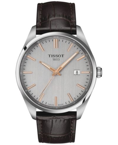 Мужские швейцарские часы Tissot PR 100 Brown Leather Strap 40mm